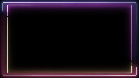Animated Neon Rectangle Frame with Moving Lights, Vaporwave Background in 4K Stock Footage 334812236