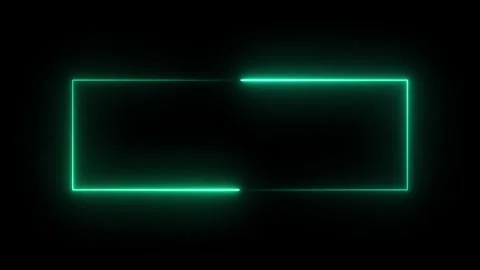 Animated neon rectangle glowing on black background. Vidéo 331897180