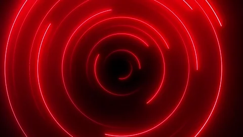 Animated neon red lines circles rotation animation on dark background	 Stock Footage 280328038