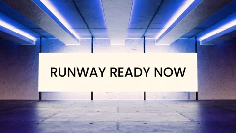 Animated neon screen with glowing “Runway Ready Now” Stock Footage 312544191