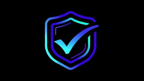Animated Neon Shield Check Icon 库存影片 337377132