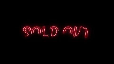 Animated neon sign displaying the text sold out against a dark black backgr.. Stock Footage 319390216