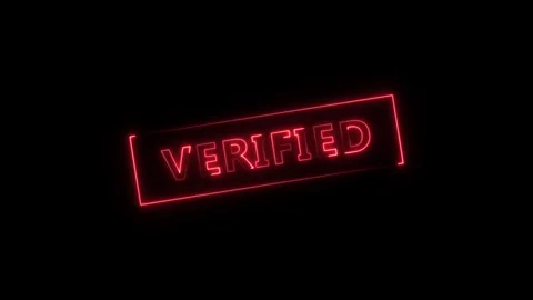Animated neon sign displaying the text Verified against a dark black backgr.. Stock Footage 323805347