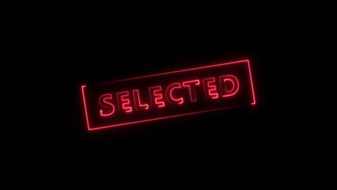 Animated neon sign displaying the text Selected against a dark black backgr.. Stock Footage 323805358