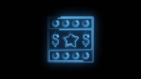 Animated neon slot machine design on black background for casino and gambli.. Stock Footage 330778310