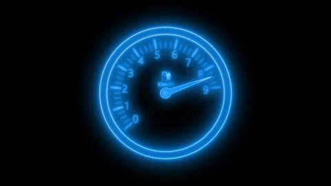 Animated Neon Speed Meter, High-Tech Speed Gauge Animation Stock Footage 313758483
