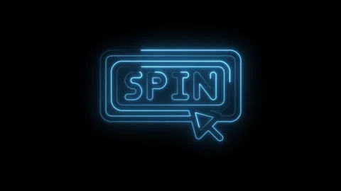 Animated neon spin button with mouse cursor on black background click and rotate Stock Footage 330771245