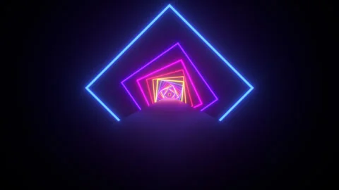 Animated Neon Square Frames Moving Into The Distance Video stock 304618907
