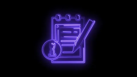 Animated neon strategy planning notebook with chess rook glowing on dark ba.. Stock Footage 312319057