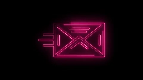 Animated neon style email notification symbol with incoming message effect .. Stock Footage 312306598