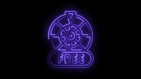 Animated neon style prize wheel with free text on a black background video Stock Footage 330780891