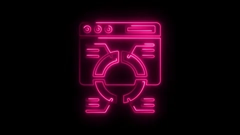 Animated neon style website analytics data visualization on black background Stock Footage 308287029