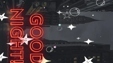 Animated neon text "Good night" on the background of the night street, stylis Stock Footage 201091933