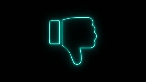Animated neon thumb down sign icon animation on isolated black background Stock Footage 298928480