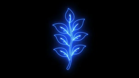 Animated neon tree plants neon plants blue croma 4k looping Stock Footage 302937784