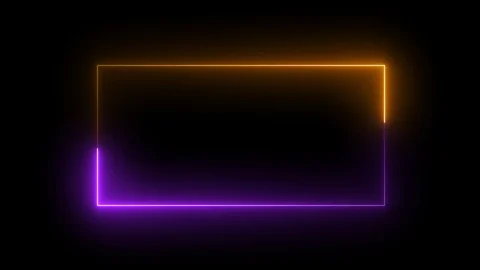 Animated neon two-tone frame rectangular frame. Orange, purple. Stock Footage 117023470