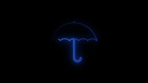 Animated Neon Umbrella Icon for Technology and Weather Themes Stock Footage 345101005