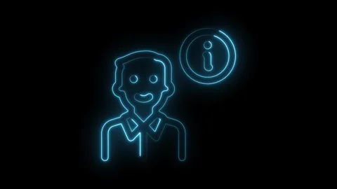 Animated neon user icon with information sign on dark background suitable f.. Stock Footage 314536758