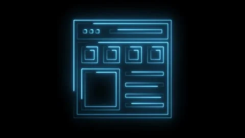 Animated neon web layout template glowing ui design on black background Stock Footage 322975514