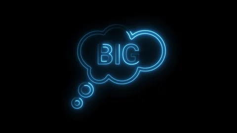 Animated neon word big in thought bubble on dark background perfect for visua Stock Footage 314651105
