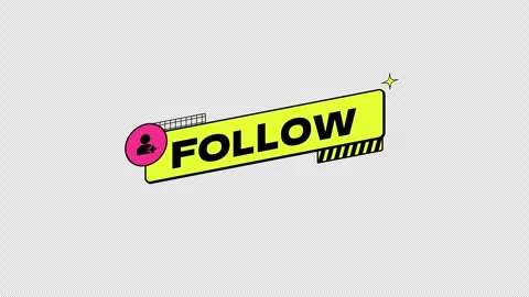 Animated Neon Yellow Follow Button with User Icon Transparent Background Stock Footage 335714156