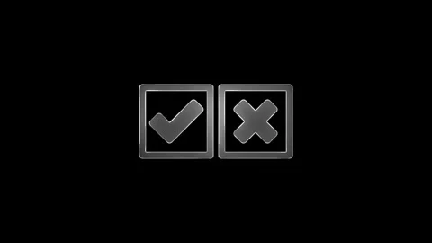 Animated neon yes or no on black background. animation of a check mark or cro Stock Footage 299566330
