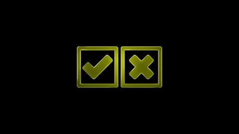 Animated neon yes or no on black background. animation of a check mark or cro Stock Footage 299566355