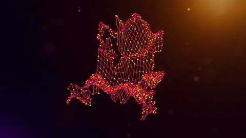 Animated Netherlands Neural Network Technology Map Visualization Sequence Stock Footage 337418514