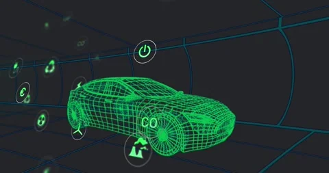 Animated network connections on technical design for transport and tech Stock Footage 326190753