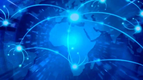 Animated Network Global Data Blue Motion Shine Overlay Video Effect 4k Stock Footage 289912144