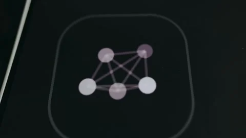 Animated network graph icon, symbol for interconnected systems Stock Footage 332932167