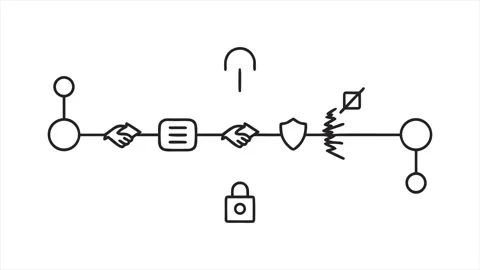 Animated Network Handshake Secure Data Encryption Cyber Security Vídeos de archivo 337242724