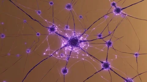 Animated neural network connections pulsing with purple light and electrica.. Stock Footage 321340475