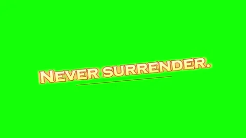 Animated never surrender typography text overlay against a bright green screen Stock Footage 345499512