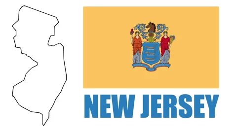 Animated New Jersey Map and State Flag Showcase Stock Footage 321602043