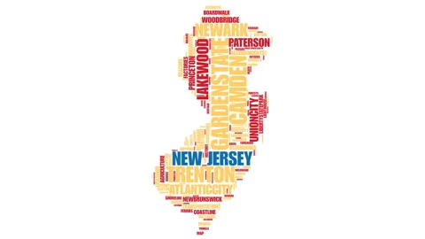 Animated New Jersey Map-Shaped Wordcloud Stock Footage 321604110