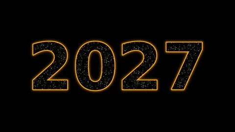 Animated New Year template with golden 2027 digits Stock Footage 337570095