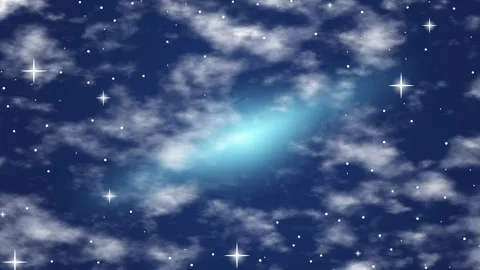 Animated Night Sky with Drifting Clouds and Twinkling Stars Stock Footage 339517158