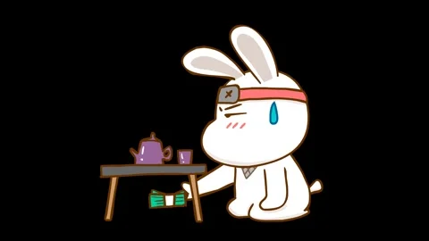 Animated Ninja Bunny Bribing - Transparent Background Stock Footage 282774319