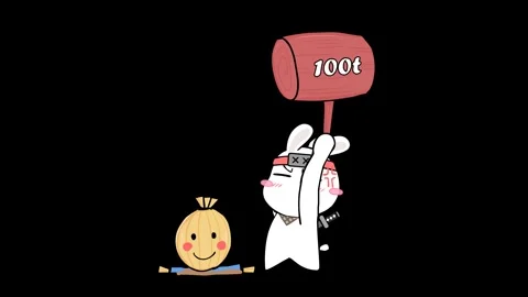 Animated ninja rabbit angrily using a 100-pound hammer to smash  - Transpar.. Stock Footage 282772107