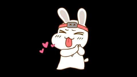 Animated Ninja Rabbit Blushing with Transparent Background for Video Stock Stock Footage 282774327