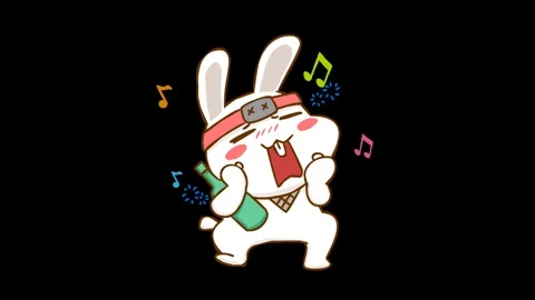 Animated Ninja Rabbit Dancing Drunk - Transparent Background Stock Footage 282774345