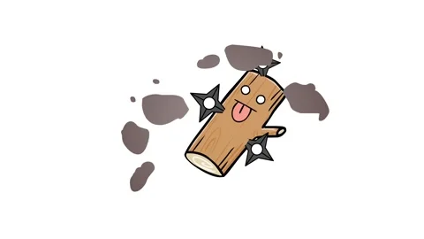 Animated ninja rabbit deceiving opponents with a wooden staff on white back.. Stock Footage 282772061