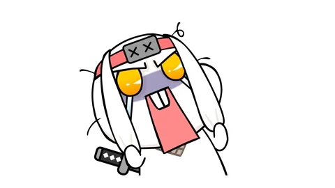 Animated ninja rabbit extremely upset on white background Stock Footage 282772068