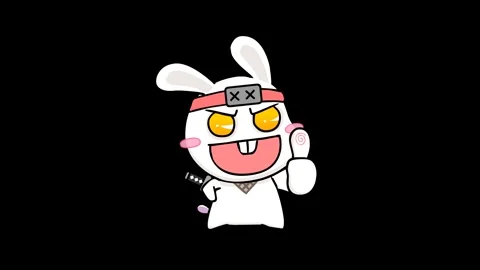 Animated Ninja Rabbit Giving Thumbs Up     - Transparent Background Stock Footage 282772150