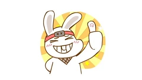 Animated Ninja Rabbit Giving Thumbs Up - White Background Video stock 282774425
