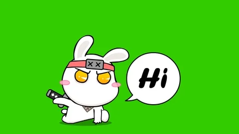 Animated ninja rabbit ninja rabbit greeting with text message on green scre.. Stock Footage 282772014