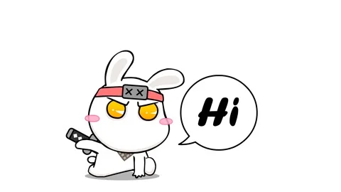 Animated ninja rabbit ninja rabbit greeting with text message on white back.. Stock Footage 282772018