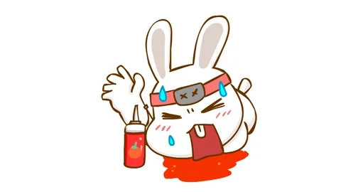 Animated Ninja Rabbit Playing Dead by Tomato with White Background Stock Footage 282774285