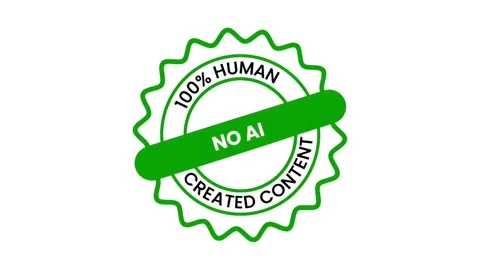 Animated No AI 100% Human Created Content Green Badge Loop 库存影片 336770881